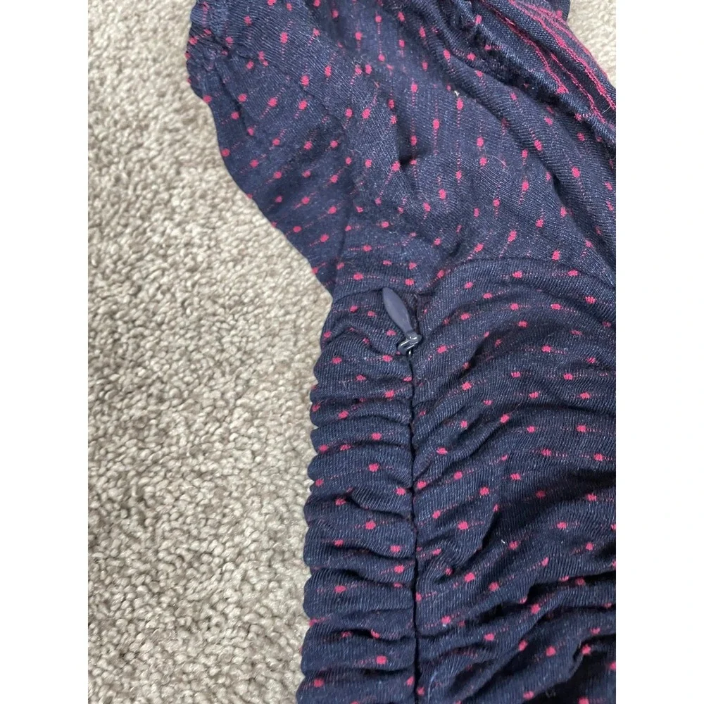 Free People Dress Womens Medium Blue Polka Dot Shes In Parties Bodycon Ruched